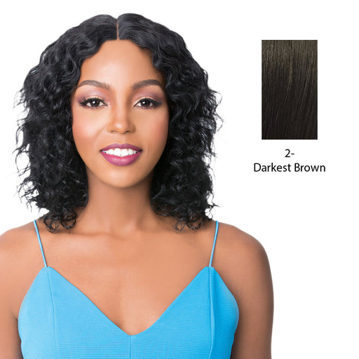 Brazilian Human Hair Swiss Lace Front Wig Wet N Wavy Mirror,Darkest brown