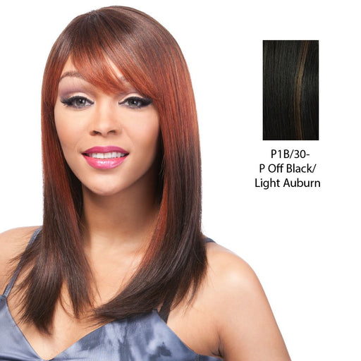 100% Human Hair Wig Yaki 1214,Off black base with light auburn highlights