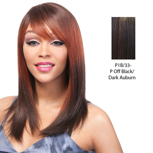 100% Human Hair Wig Yaki 1214,Off black base with dark auburn highlights