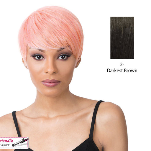 Synthetic Iron Friendly Wig Chicago,Darkest brown