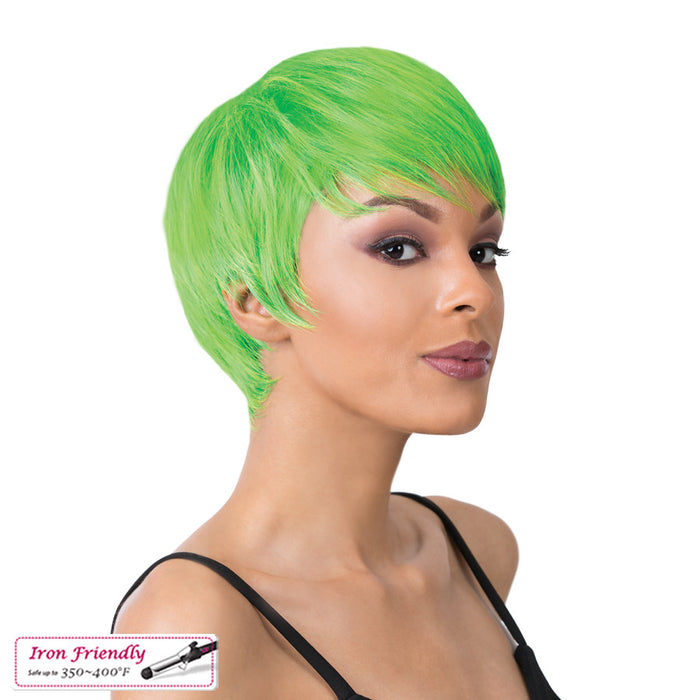 Synthetic Iron Friendly Wig Chicago,Lime Green