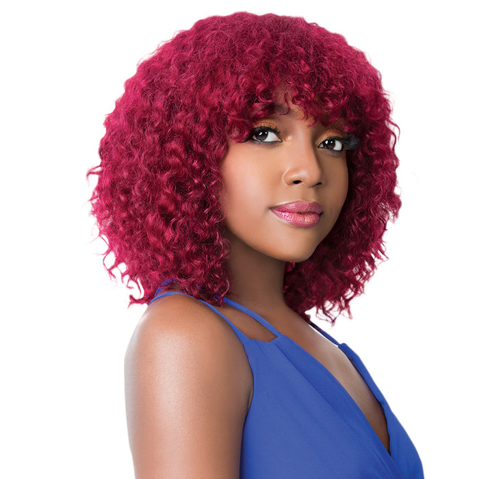 100% Brazilian Human Hair Wig Wet N Wavy Nick,Burgundy
