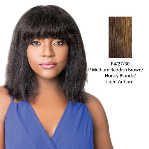 100% Brazilian Human Hair Wig Wet N Wavy Nick,Streaked blend of medium brown, strawberry blonde, and light auburn