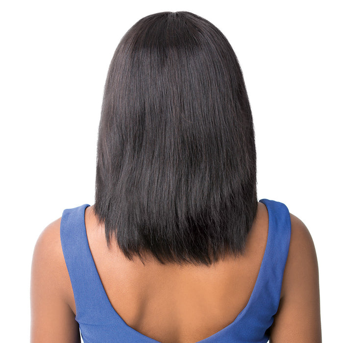 100% Brazilian Human Hair Wig Wet N Wavy Nick,Off black base with light auburn highlights