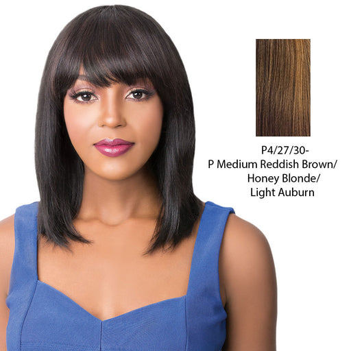 100% Brazilian Human Hair Wig Wet N Wavy Nick,Streaked blend of medium brown, strawberry blonde, and light auburn