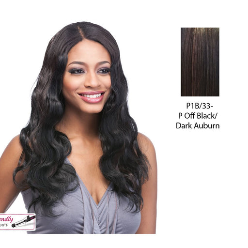 Futura Synthetic Clip In Extension,Body Wave 18,Off black base with dark auburn highlights