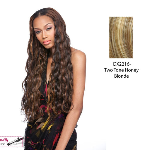 Italian Wave Synthetic Dip Dye Extension 18?,Two tone frost blend of strawberry blonde layer over with honey blonde bottom
