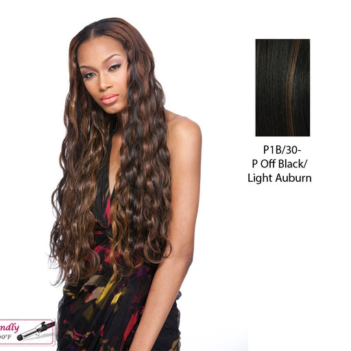 Italian Wave Synthetic Dip Dye Extension 18?,Off black base with light auburn highlights