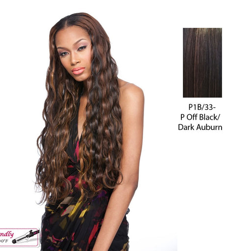 Italian Wave Synthetic Dip Dye Extension 18?,Off black base with dark auburn highlights