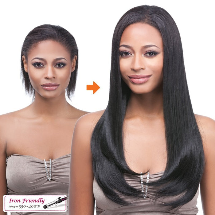 Italian Wave Synthetic Dip Dye Extension 18,Streaked blend of medium brown, strawberry blonde, and light auburn