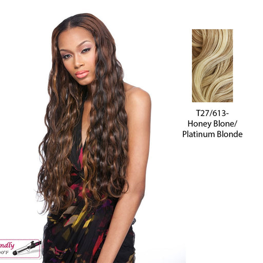 Italian Wave Synthetic Dip Dye Extension 18?,Dark Brown roots with a blended mix of Strawberry Blonde and Platinum Blonde