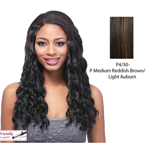 18" Ocean Wave Synthetic Clip On Extensions,Medium brown base with light auburn highlights