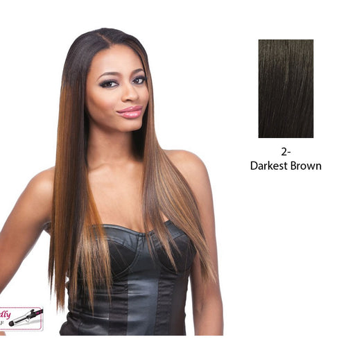 18" Yaki Straight Synthetic Clip On Extensions,Darkest brown
