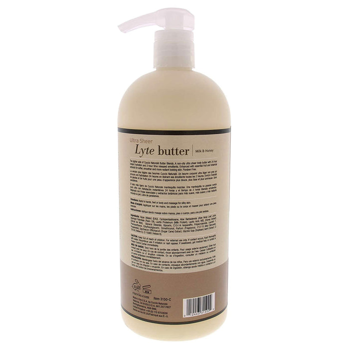 Cuccio Ultra Sheer Lyte Butter, Milk and Honey, 32 Oz.
