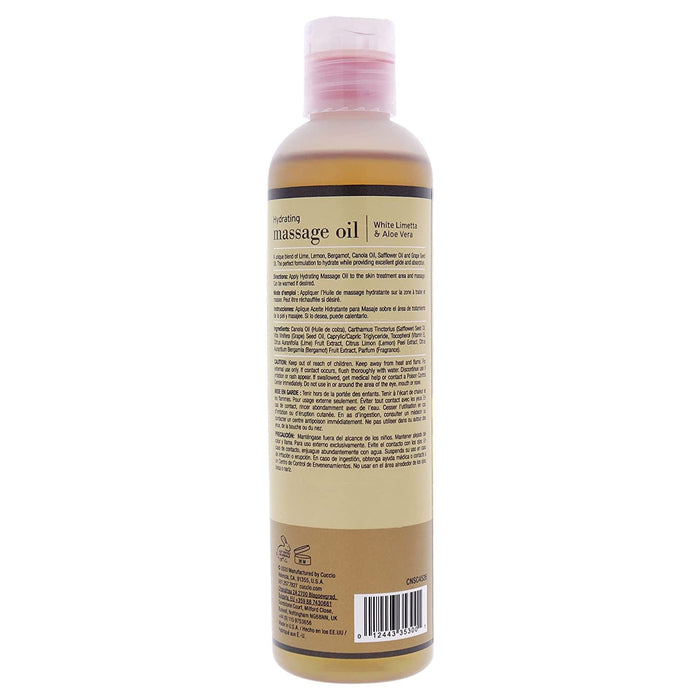 Cuccio Hydrating Massage Oil, White Limetta and Aloe Vera, 8 Oz.