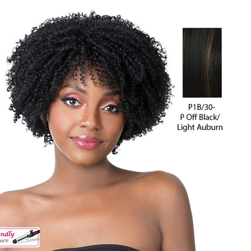 Synthetic Wig Coily Girl,Off black base with light auburn highlights