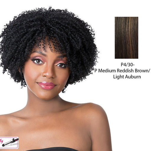 Synthetic Wig Coily Girl,Medium brown base with light auburn highlights