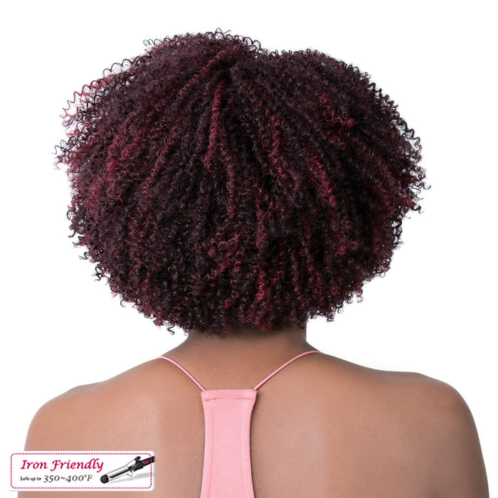 Synthetic Wig Coily Girl,Streaked blend of deep wine and dark violet