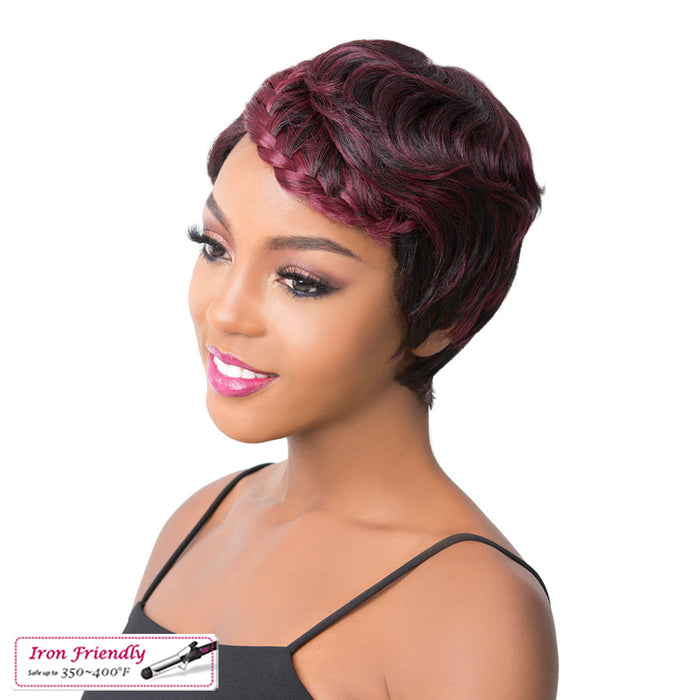 Swiss Lace Part Wig Crown Braid Pixie,FTL1B/BURG