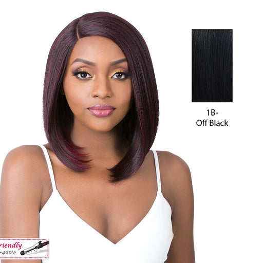 Iron Friendly Wig Hand Tied Side Part Damariss,Off black