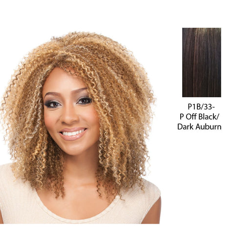 100% Synthetic Premium Quality Wig Dessa,Off black base with dark auburn highlights