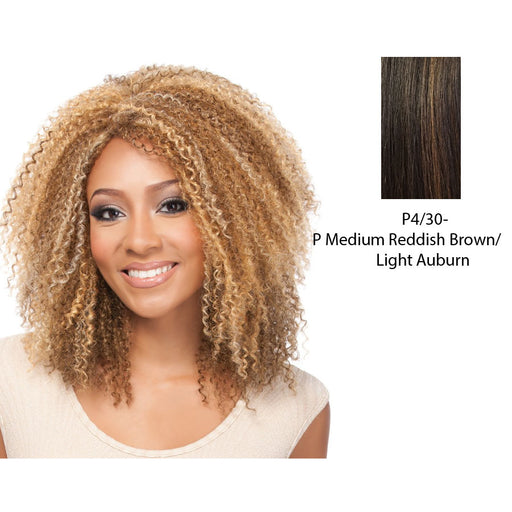 100% Synthetic Premium Quality Wig Dessa,Medium brown base with light auburn highlights