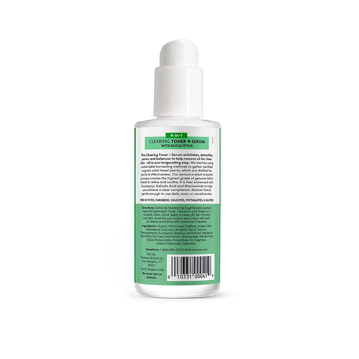 Dickinson's Witch Hazel Clearing Toner and Serum with Eucalyptus, 4 Oz.