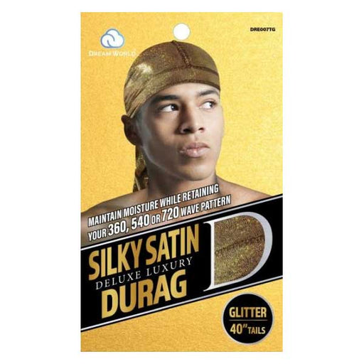 Dream World Deluxe Luxury Premium Silky Satin Durag, Twinkle Gold