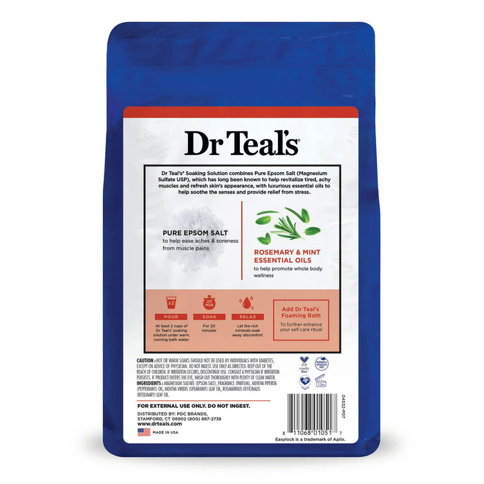 Dr Teals Epsom Salt Soaking Solution Wellness Rosemary Mint, 3 LB.