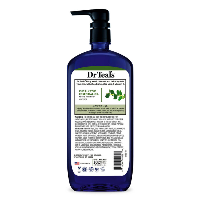 Dr Teals Epsom Salt Body Wash Relieve Eucalyptus 24 Oz.