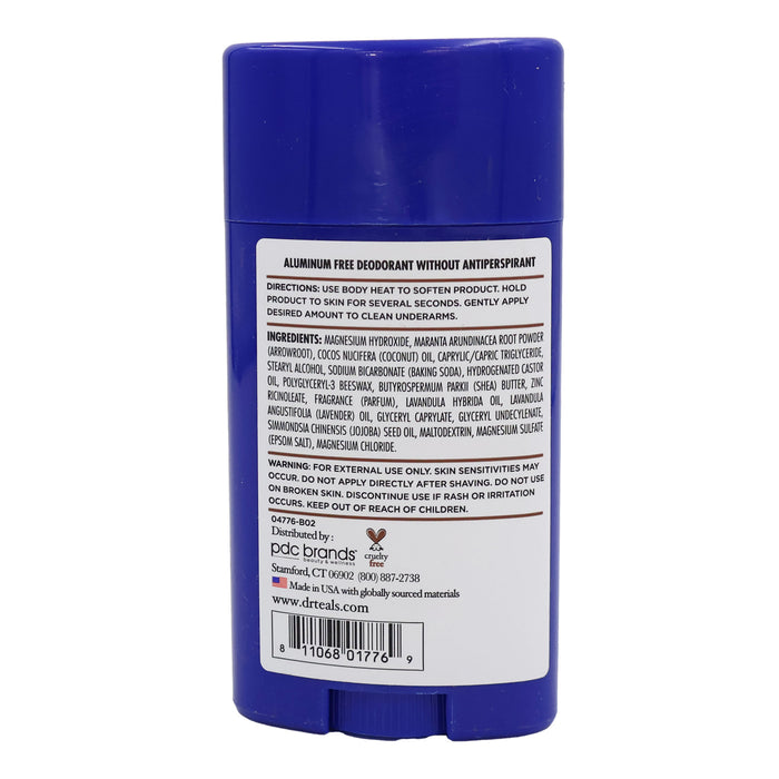 Dr Teals Deodorant Coconut Oil 2.65 Oz.