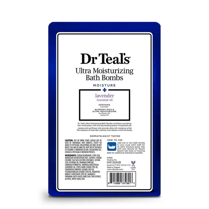 Dr Teals Ultra Moisturizing Bath Bomb Soothing Lavender 5/PK