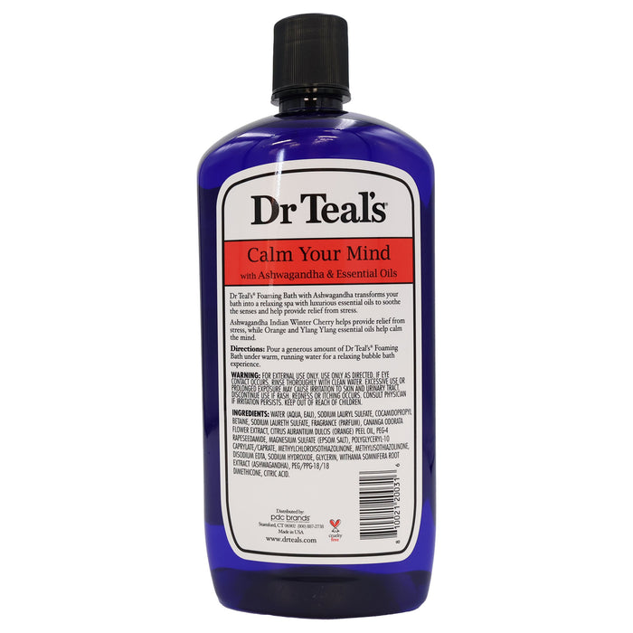 Dr Teals Epsom Salt Foaming Bath Comfort Clarity with Pure Epsom Salt and Ashwagandha Indian Winter Cherry, 34 Oz.