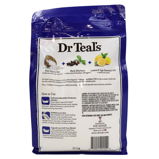 Dr Teals Epsom Salt Soaking Solution Boost and Renew Elderberry, 3 LB.