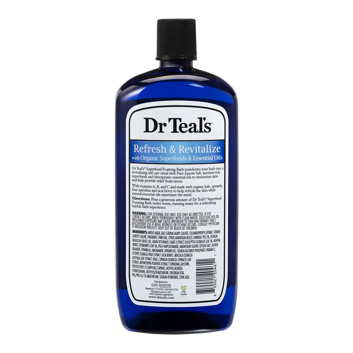 Dr Teals Epsom Salt Foaming Bath Refresh Revitalize Superfoods, 34 fl Oz.