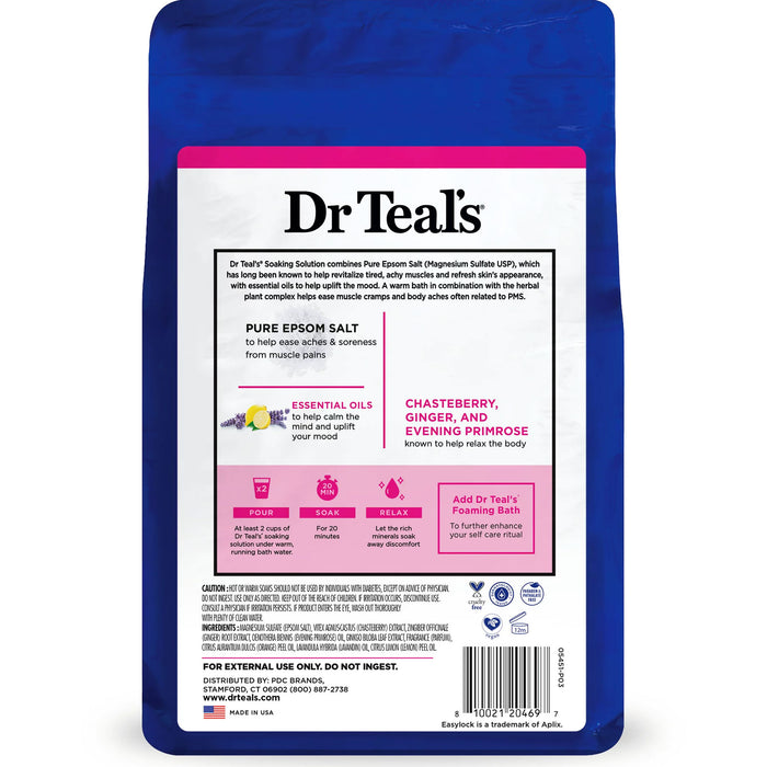 Dr Teals Epsom Salt Soaking Solution PMS Menstrual Relief, 3 LBS