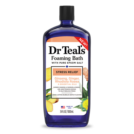 Dr. Teal's Stress Relief Essential Oils Foaming Bath, Ginseng Ginger 34 Oz