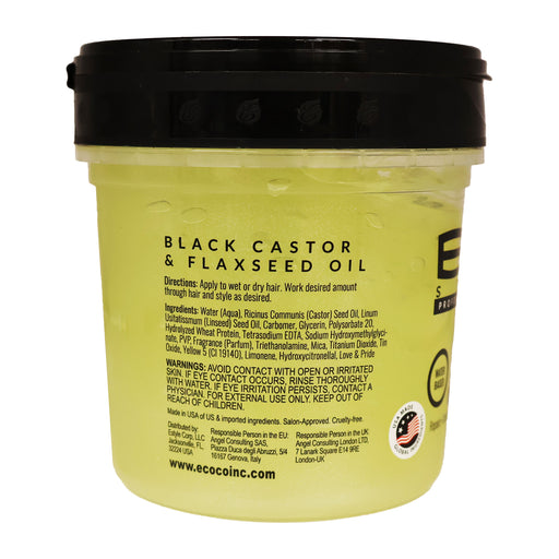 Eco Styling Gel Black Castor and Flax Seed Oil 16 Oz.