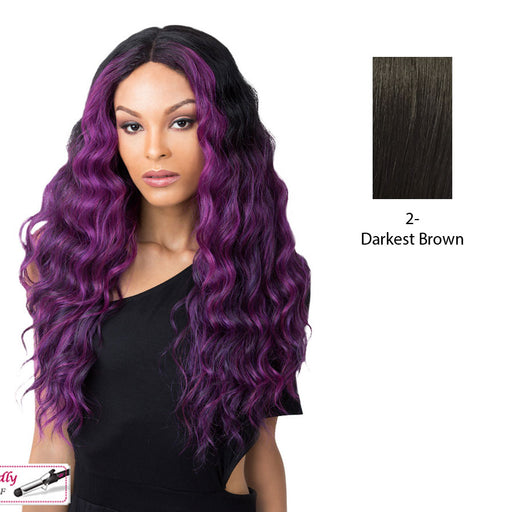 100% Synthetic Hair Wig With Deep Center Part At The Edge,Darkest brown
