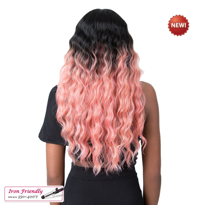 100% Synthetic Hair Wig With Deep Center Part At The Edge,FF CORAL PINK