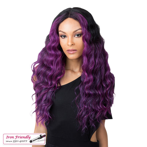 100% Synthetic Hair Wig With Deep Center Part At The Edge,FF PURPLE BLACK