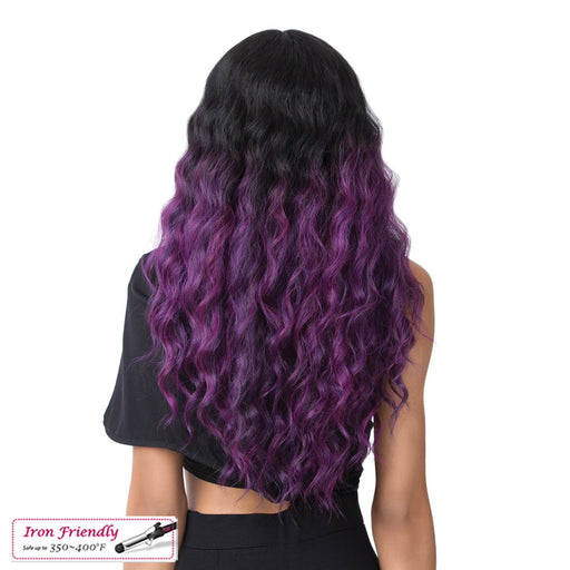100% Synthetic Hair Wig With Deep Center Part At The Edge,FF PURPLE BLACK