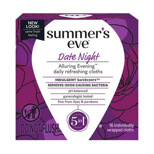 Summers Eve Date Night Alluring Evening Daily Refreshing Individual Cloths 16 count