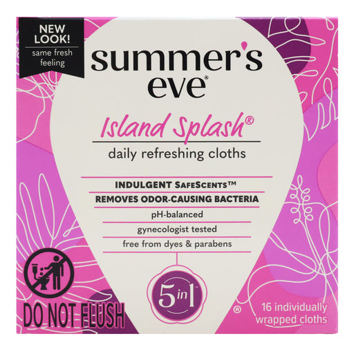 Summer's Eve Island Splash Cleansing Cloths 5 in 1, 16 Cloths