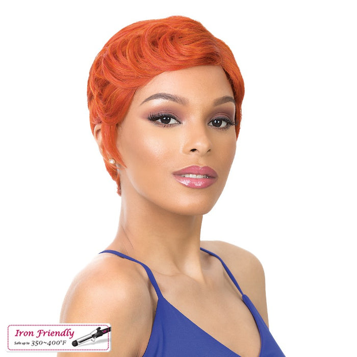 100% Synthetic Hair Iron Friendly Wig Eve,Copper orange