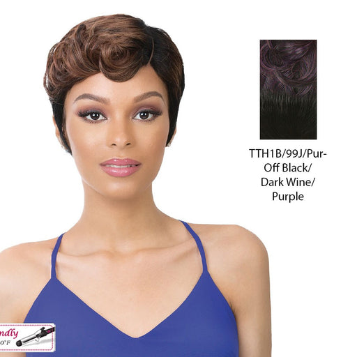 100% Synthetic Hair Iron Friendly Wig Eve,TTH1B/99J/PUR
