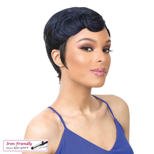 100% Synthetic Hair Iron Friendly Wig Eve,TTH1B/BLUE BLACK