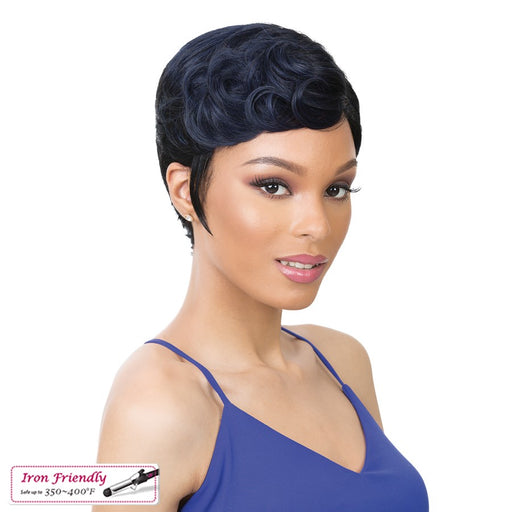 100% Synthetic Hair Iron Friendly Wig Eve,TTH1B/BLUE BLACK