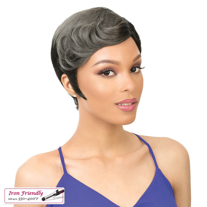 100% Synthetic Hair Iron Friendly Wig Eve,TTH1B/CHARCOAL GREY