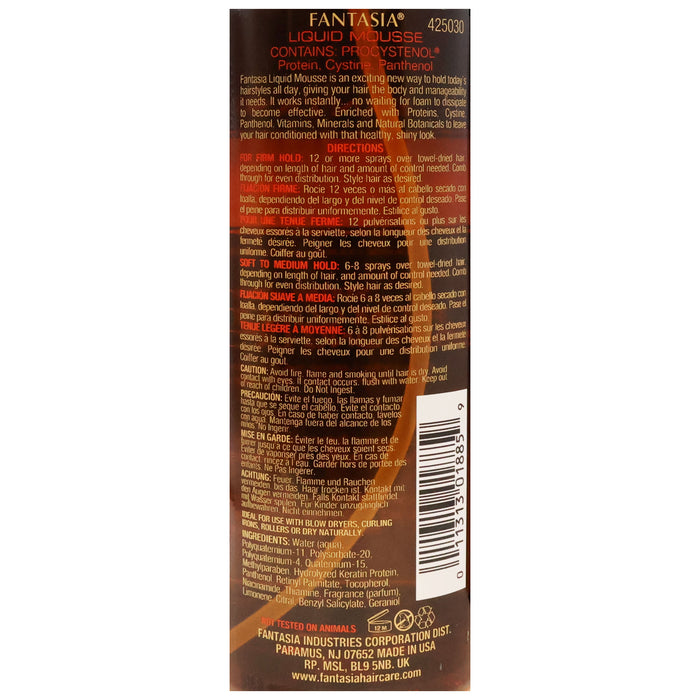 Fantasia Liquid Mousse Spray On Firm Control Styling Lotion 16 Oz.